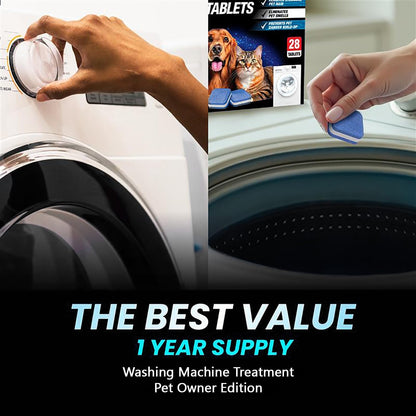 Washing Machine Cleaner Pro Tablets for Pet Owners, 28 Pack, Front/Top Load | Remove Stubborn Pet Hair, Washer Deep Cleaning, Septic Tank Safe, HE Support, Eliminates Pet Smells, Prevents Dander Build-up