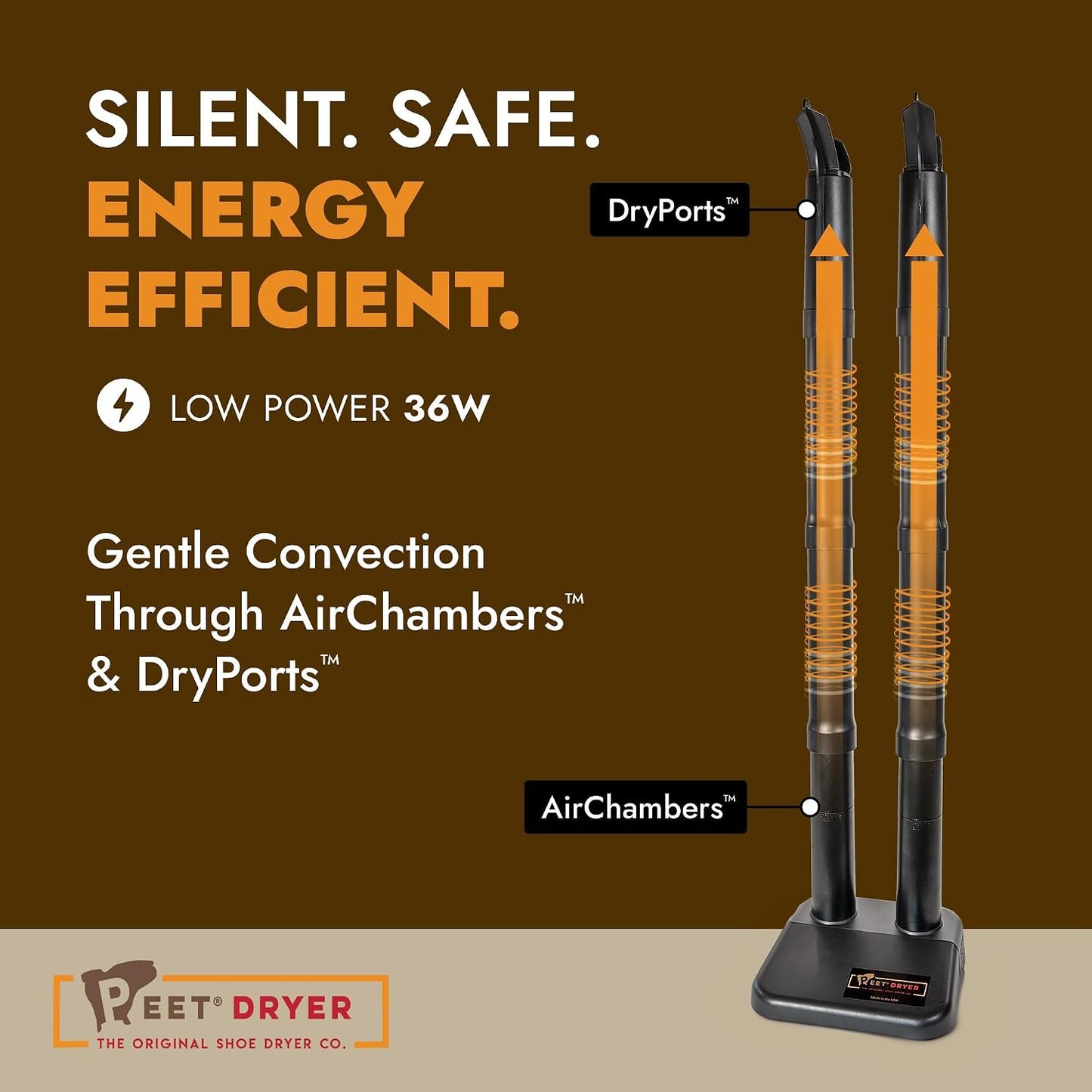 PEET, Original Dryer, Electric Shoe Dryer, Work Boots, Outdoor Gear, Athletic Gear, Silent,Energy-Efficient, Made in USA