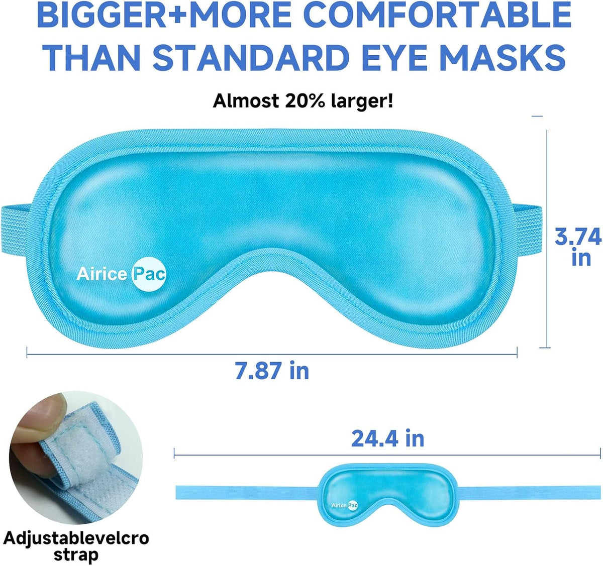 AiricePac Cold Eye Mask Cooling Eye Mask for Dry Eyes, Gel Eye Mask Eye Ice Pack Reusable Cold Eye Compress for Dark Circles, Migraines, Eye Surgery, Skin Care