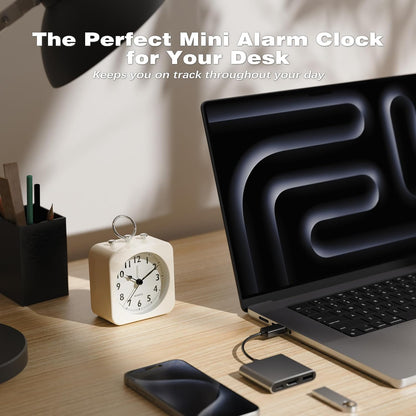 AYRELY® Small Metal Alarm Clock, Desk and Table Clock for Travel
