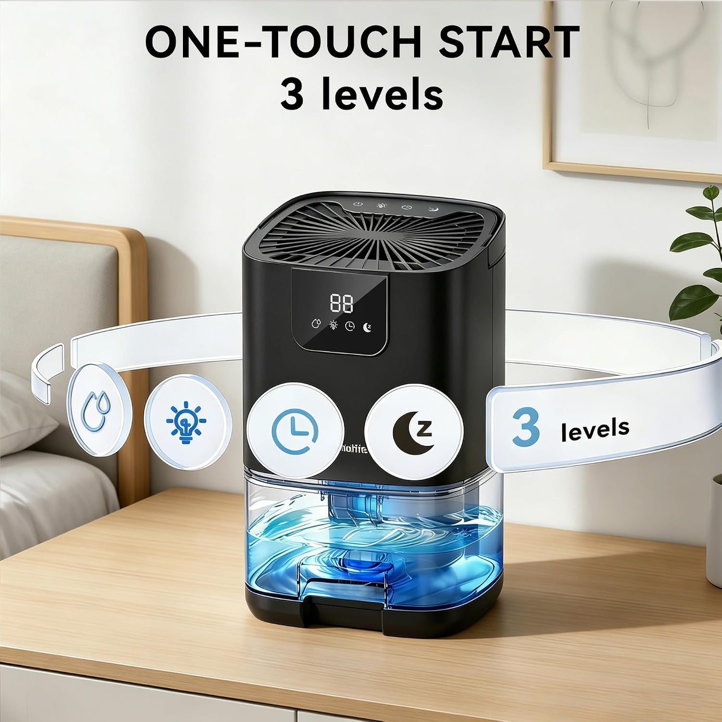 Dehumidifier,35OZ（350sq ft）Small Dehumidifier for Home, Screen Display Quiet with Auto Shut Off,Dehumidifiers for Bedroom,Bathroom,Closet,RV
