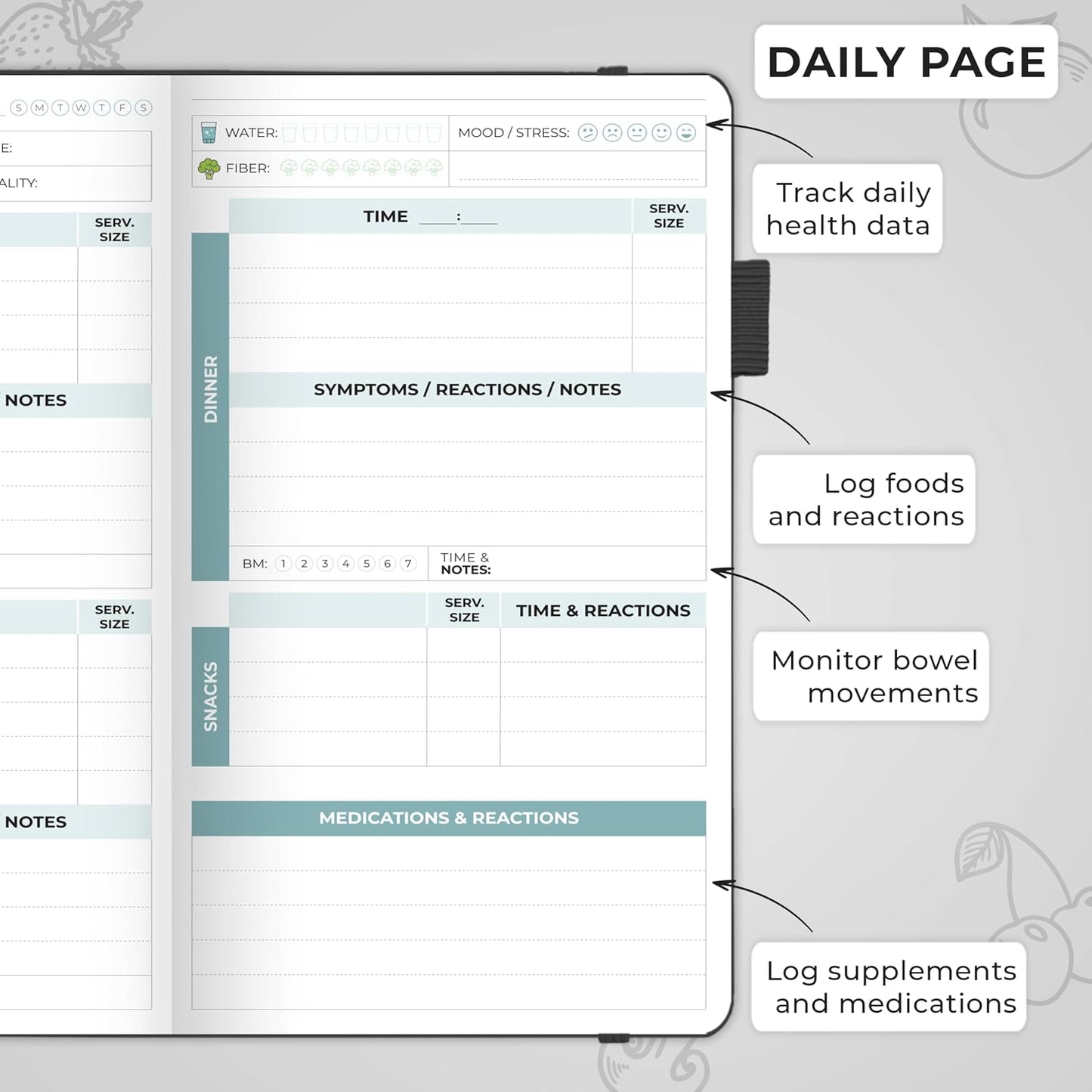 Clever Fox Food Sensitivity Journal & Symptom Diary, 8.5x11 Purple | Simple tracker log book for adults & kids, Intolerance, allergy, elimination diet, diabetic, IBS, low fodmap, food & poop