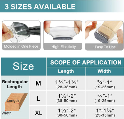 Ansible 24 Pcs Chair Leg Floor Protectors Square | Silicone Felt Furniture Leg Pads Caps Covers for Hardwood Floors (Fit:1-1/16" to 1-5/8")