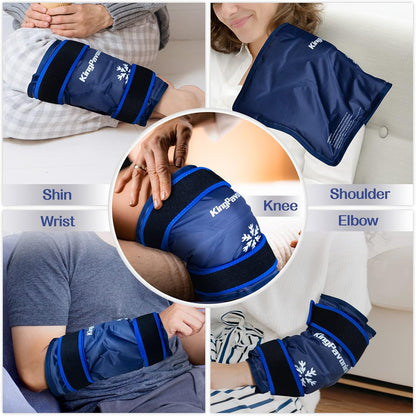 KingPavonini XXL Knee Ice Pack Wrap Around Entire Knee, 1 Pack, Blue