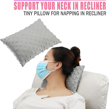 Small Neck Pillow for Recliner Chair Neck Support Pillows Pain Relief Plump Adjustable Filling Nap Airplane Sleeping Little Cushion Minky Dot Dark Gray