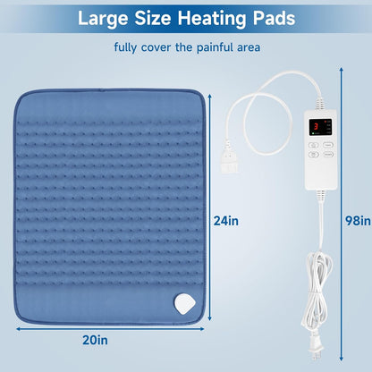 NBKLS Heating Pads for Back Neck Shoulder Pain, Electric Heating Pad Auto Shut Off, Fast Heat, Large Heating Pad Christmas Gift for Women Men, Birthday Gifts for Mom Dad (Blue)