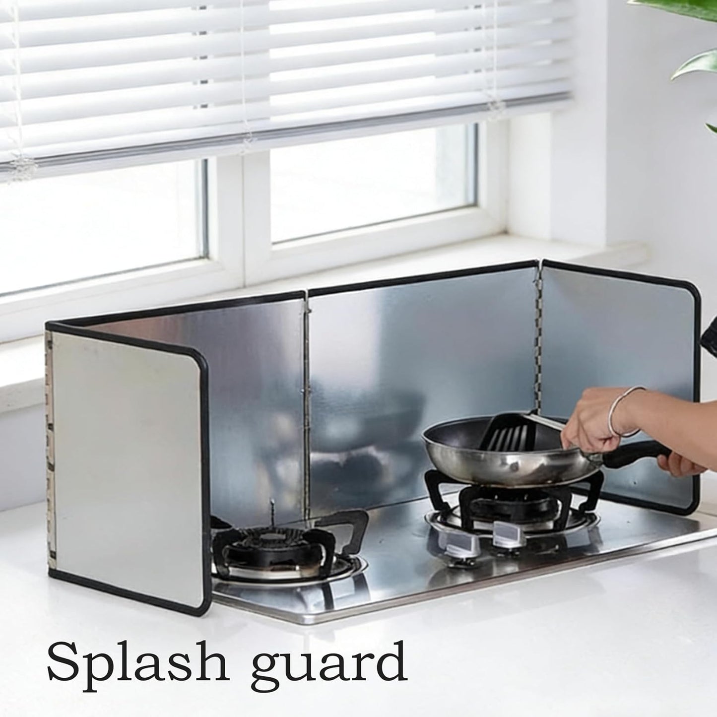 4-Sided Stainless Splatter Guard for Frying Pan | Rustproof steel, full grease shield, foldable, easy clean for kitchen frying