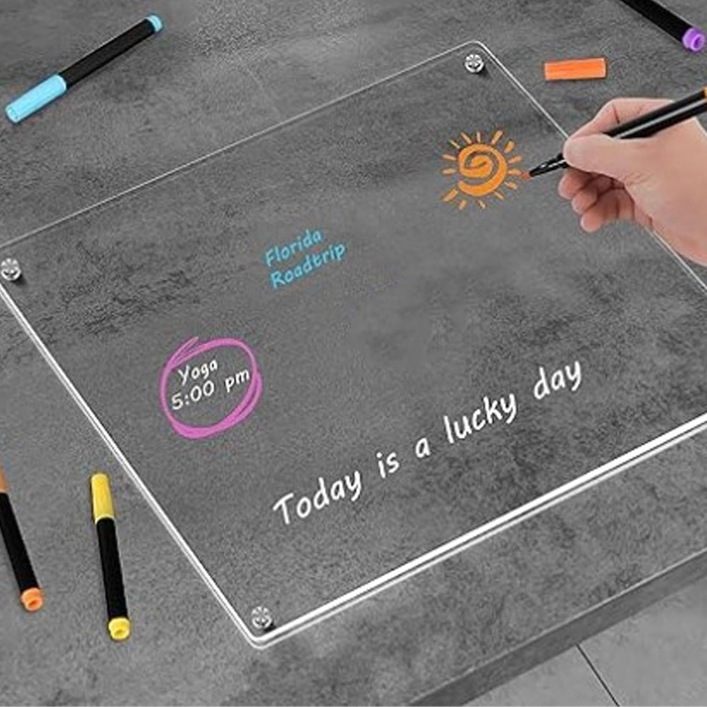 40x30 CM Acrylic Magnetic Dry Erase Board, Clear Magnetic Whiteboard to Do List White Board Acrylic Chore Chart for Refrigerator
