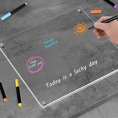 40x30 CM Acrylic Magnetic Dry Erase Board, Clear Magnetic Whiteboard to Do List White Board Acrylic Chore Chart for Refrigerator