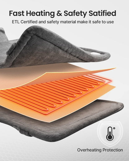 RENPHO Electric Heating Pad - 6 Heat Levels for Neck Shoulder and Back, Birthday Gifts for Women Men Mom Dad, Weighted Pad for Snug Fit, ETL Safety Certified, FSA Eligible, 24"x33" Gray