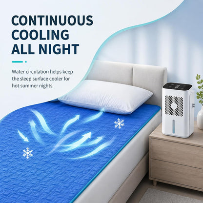 Single Size Water Bed Cooler & Mattress Chiller with Air Purification 160 * 140cm | Sustained Temperature Reduction via Water-Cooled Top Cover, Disperses Odors, Perfect for Heat-Sensitive People