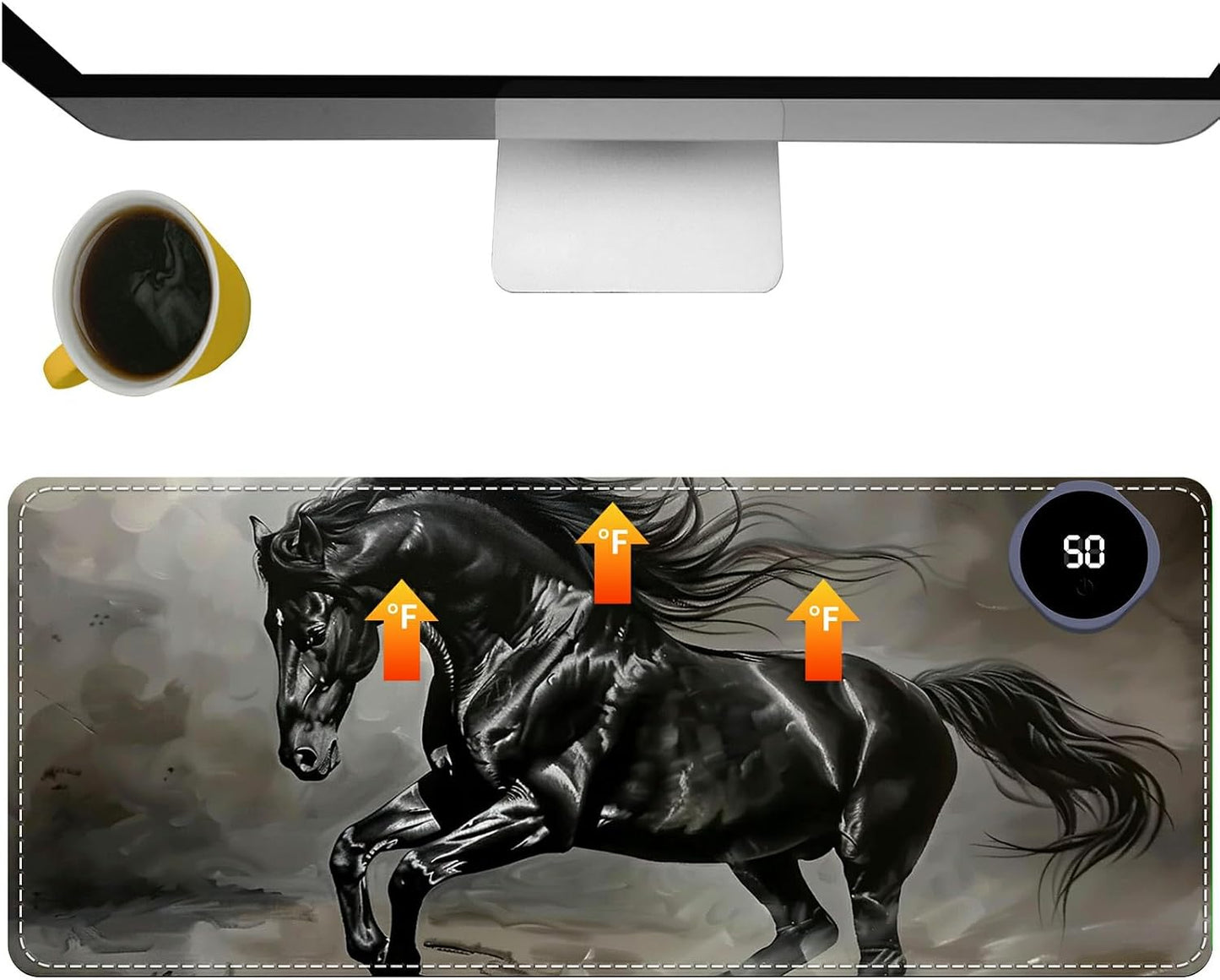 Heated Desk Pad Heated Large Mouse Pad, Electric Quickly Warm Desk Mat with 3 Levels Heating 3 Hours Auto Shut-Off, 31.5" x 13" Warm Gaming Mousepad Hand Foot Warmer, Baby Elephant