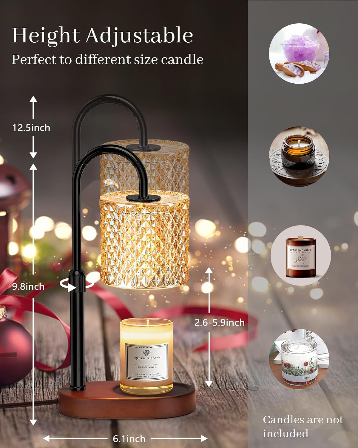 Candle Warmer Lamp with Timer Dimmer Adjustable Height for New Home Decor, Birthday Gifts for Women,Candle Warmer for Women Mom Christmas Mother's Day Gfit