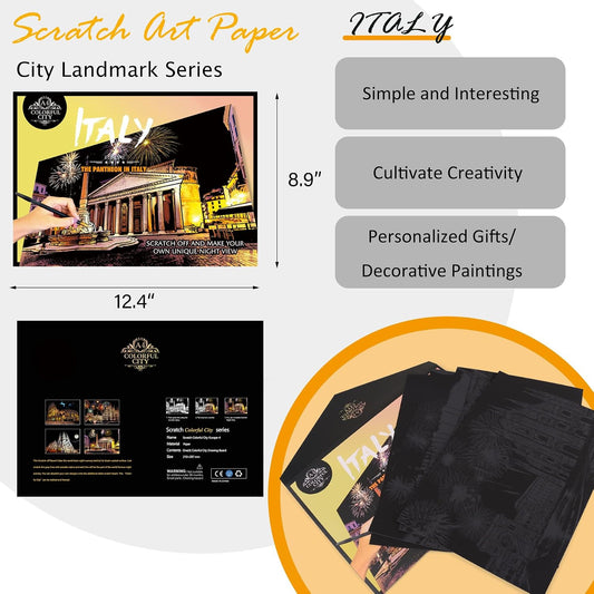 Scratch Paper Art Scratch Painting for Adults/Teens Colorful City Series 4