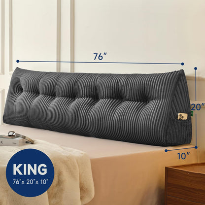 Z-hom Headboard Pillow, Wedge Backrest Cushion, Queen Size,NO Roll Pillow | Grey Triangular Backrest Cushion Equipped,NO Roll Pillow,Ideal for Reading,Sitting Up in Bed&Filling Headboard Gaps