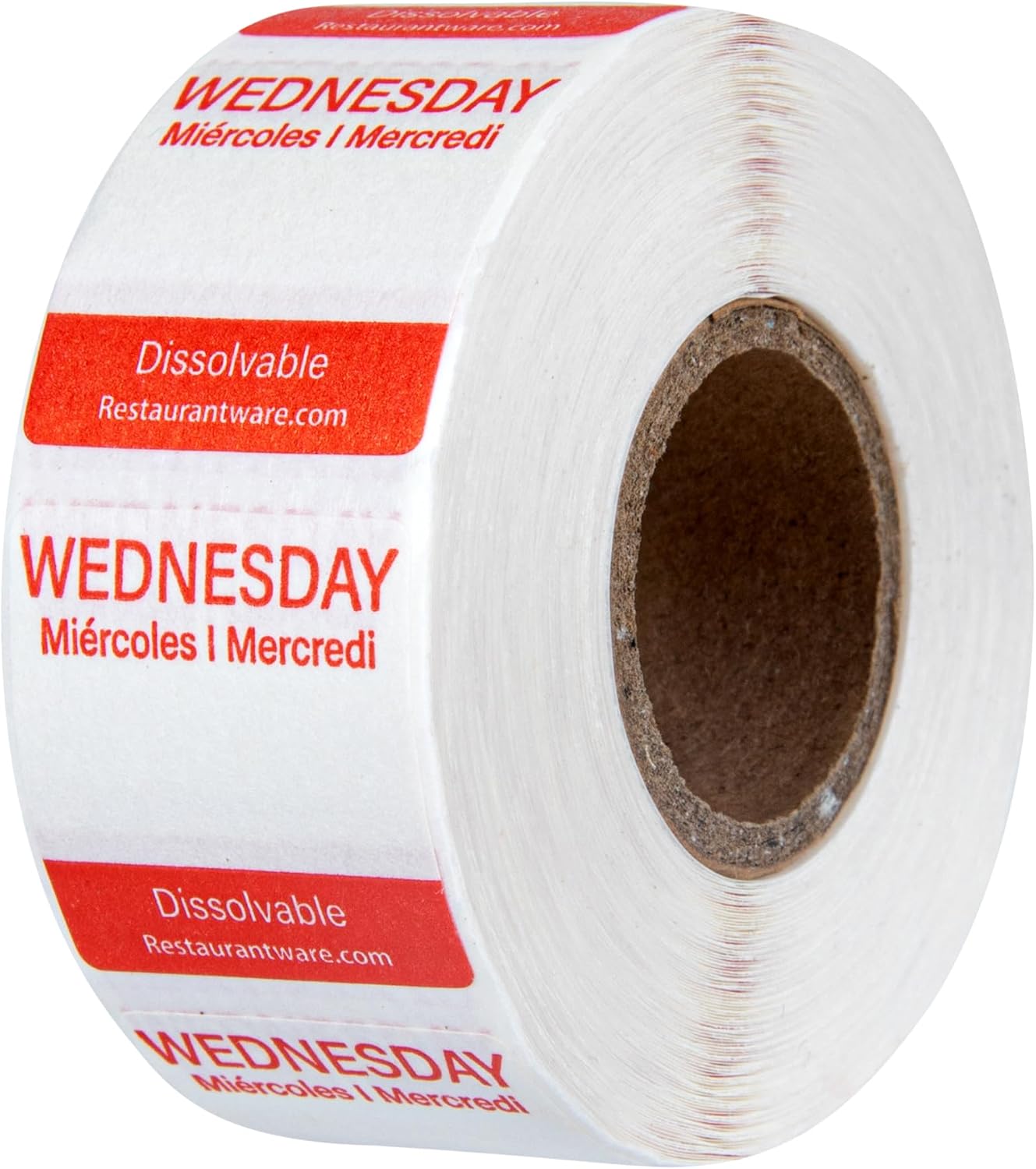 Restaurantware RW Smart 1 Inch x 1 Inch Food Rotation Labels 500 Dissolvable Food Safety Labels - Premium Trilingual Orange Paper Day Of The Week Labels For Food Storage Or Prep Saturday
