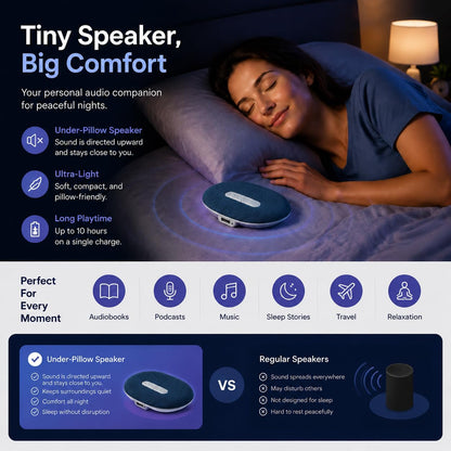 Pillow Speaker for Sleeping, Mini Bluetooth Under Pillow Speaker