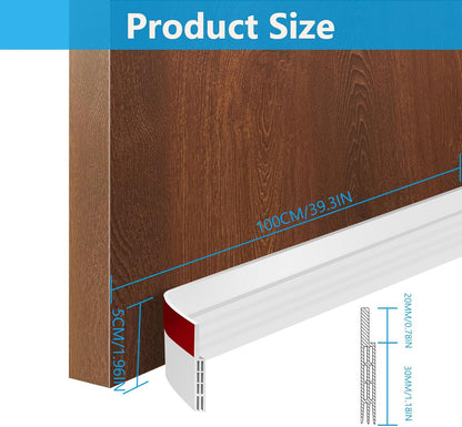 Ainiv Door Draft Stopper Under Door Seal, 2" W x 39" Cutable Soundproof Door Seal, Adhesive Under Door Sweep Weather Stripping Soundproof Kit, Under Door Draft Stopper Seals Anti-Collision-Black