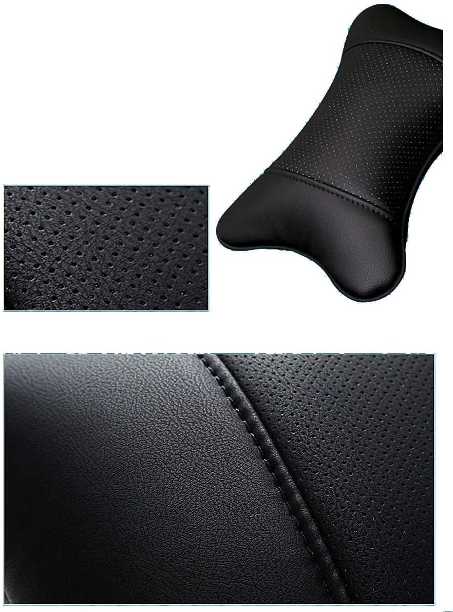 2 Packs Car Neck Pillows, Dual-Side PU Leather Car Headrest with Fiber Filling, Universal Soft Neck Support Pillow for Car, Home & Office (Black)
