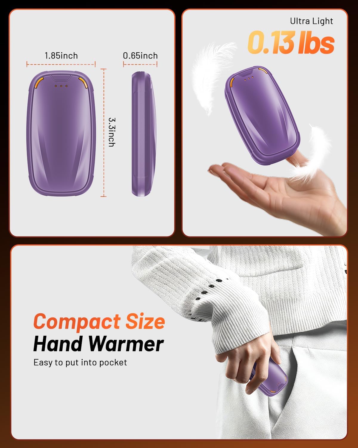Hand Warmers Rechargeable 2 Pack, 3-Settings Rechargeable Hand Warmer, AI Smart Heating, Pocket Portable Electric Hands Warmer, Magnetic Handwarmers, A Winter for Kids and Loved Ones