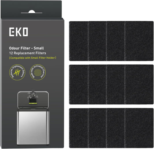 EKO Activated Charcoal Odor Filter Kit – 2-Pack Strong Odor Absorber and Deodorizer with Filter Case for Trash Cans