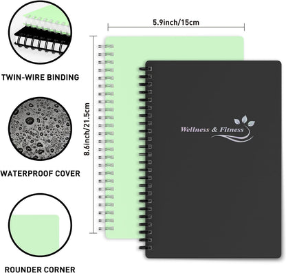 Wellness Planner & Fitness Log - Daily Diet & Health Journal with Weight Loss, Wellness Journal Notebook for Tracking Fitness, Sleep, Nutrition, Meal, Habits, A5(5.8 x 8.6 inch) (Green)