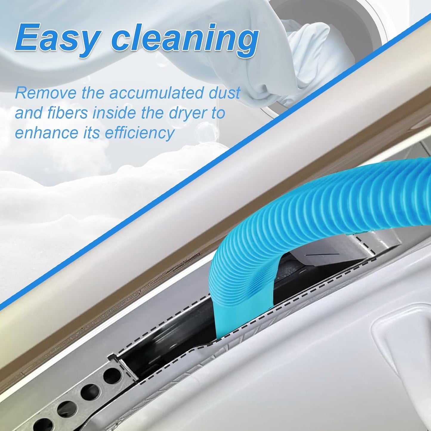 Upgraded Dryer Vent Cleaner Kit: Universal Vacuum Hose Attachment for Lint Removal Fits All Vacuums Cleaner Dryer Cleaning Tools for Clogged Ducts (Blue)