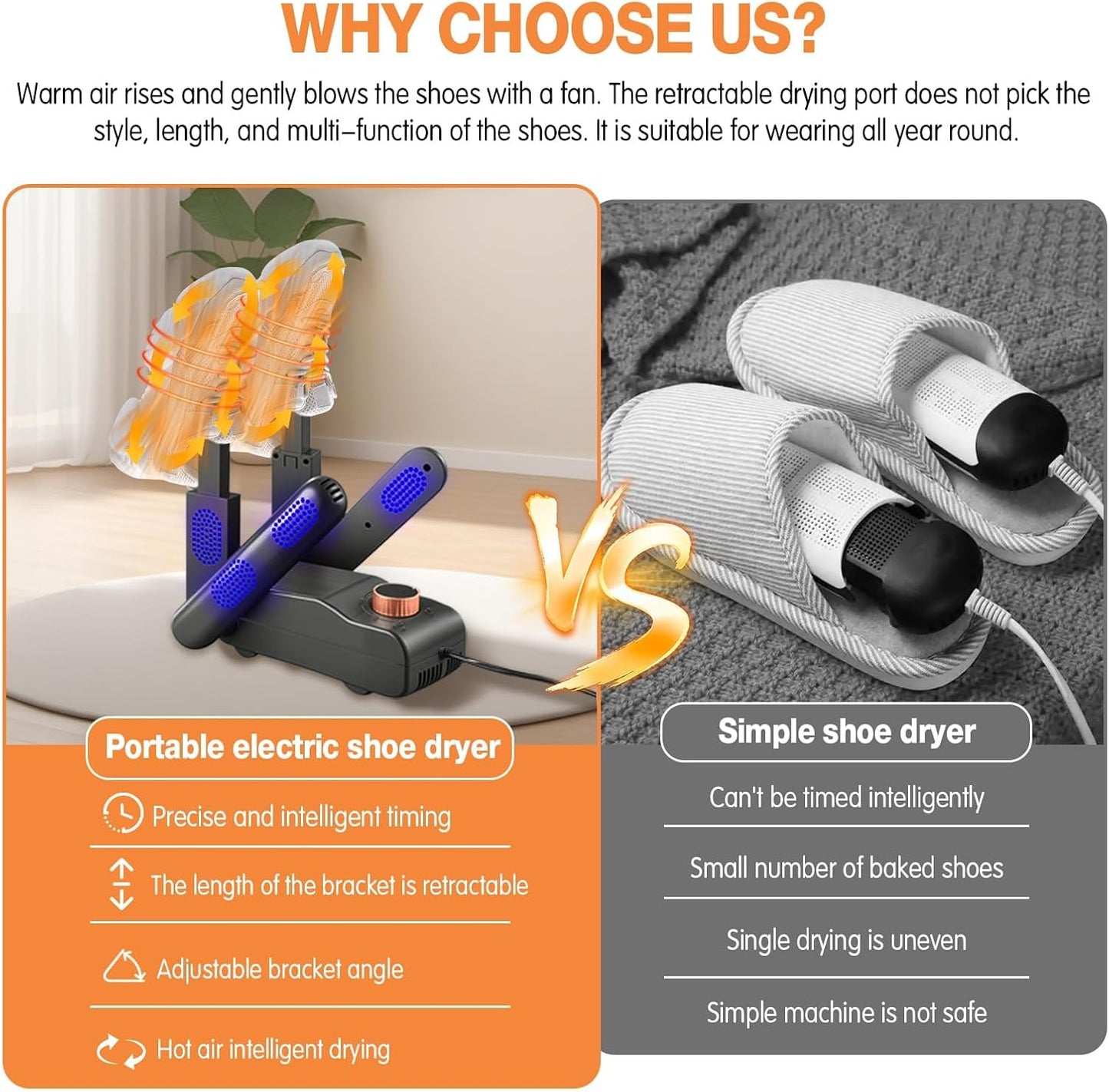 Boot Dryer Shoe Dryer - Glove Dryer and Boot Warmer Heat Blower for 4 Pairs Everlasting Comfort (Black)
