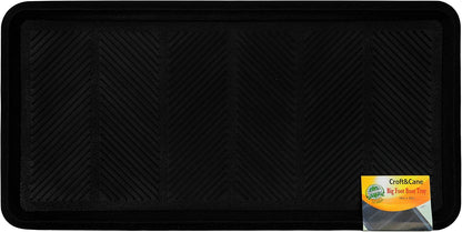 Croft&Cane Rubber Boot Tray - Black 16x32 inch Large Waterproof Shoe Tray | Heavy Duty Big Foot Indoor Outdoor Boot Mat with Raised Edges - Slip Resistant Entryway Garage Pet Feeding Multi-Purpose Mat