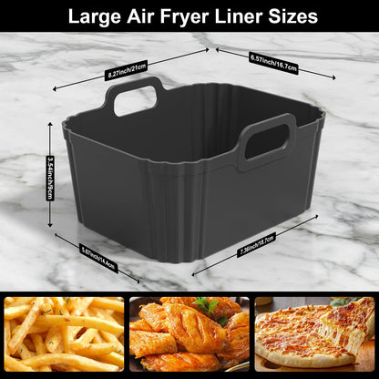 Silicone Air Fryer Liners 2 Pack, Reusable Liners Compatible for Ninja Foodi DZ201, DZ401, DZ550, COSORI, Chefman, Instant Air Fryer, and 6-in-1 8-10QT Air Fryer Baskets