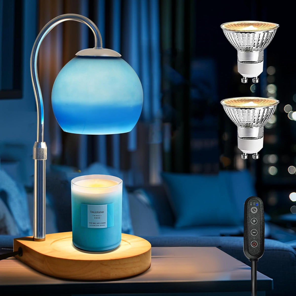Candle Warmer Lamp with Timer 2H/4H/8H, Adjustable Height, Ocean