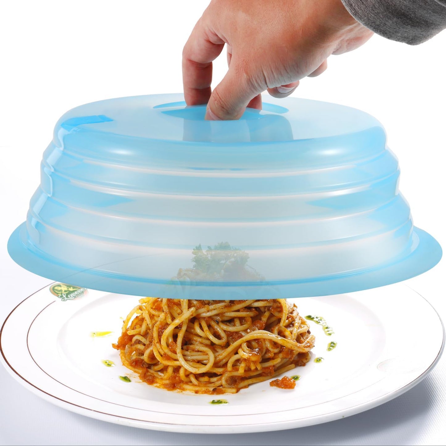 Collapsible Silicone Microwave Plate Cover Splatter Guard | Dishwasher Safe & BPA Free, 11”, Blue