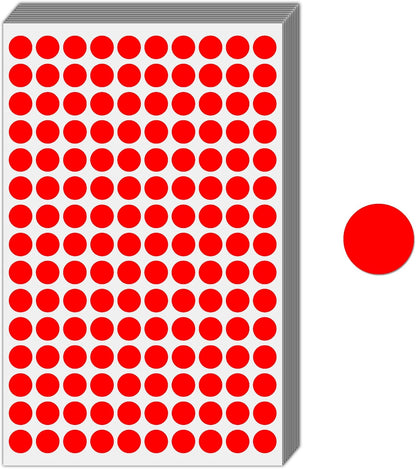 1/2" - Colored Dot Stickers, Round Labels - 6 Colors