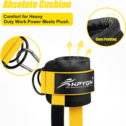 HPYGN Ankle Strap for Cable Machine, Padded Ankle Straps for Cable Machine Kickbacks, Glute Workouts, Leg Extensions, Curls, Booty Hip Abductors Exercise, Adjustable Comfort Ankle Cuff for Gym