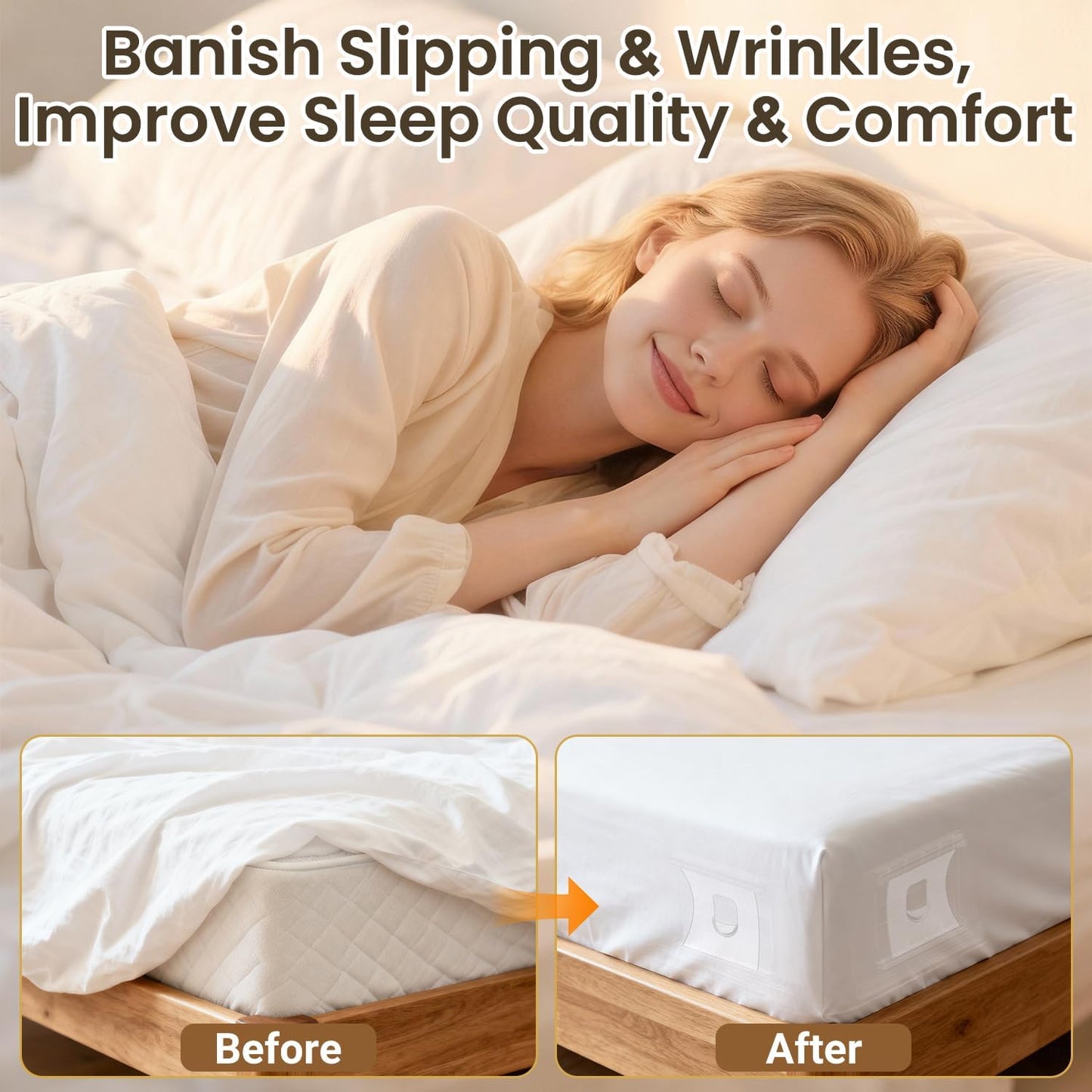 INSMART Sheet Holders - Bed Sheet Holder for Corners&Sides, Strong Elastic Sheet Straps/Grippers. Keep Sheets Firm&Tightt, No More Loose Sheets, Universal Fit and Easy Installation