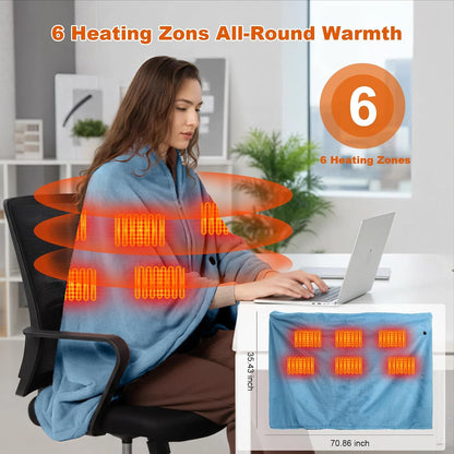 Heated Throw Blanket, Graphene Electric Heated Shawl, 20000mAh 7.4V Battery Operated, Fast Heating with 3 Temperature Levels Portable Heated Blanket, Wearable Cordless Heated Wrap (Khaki)