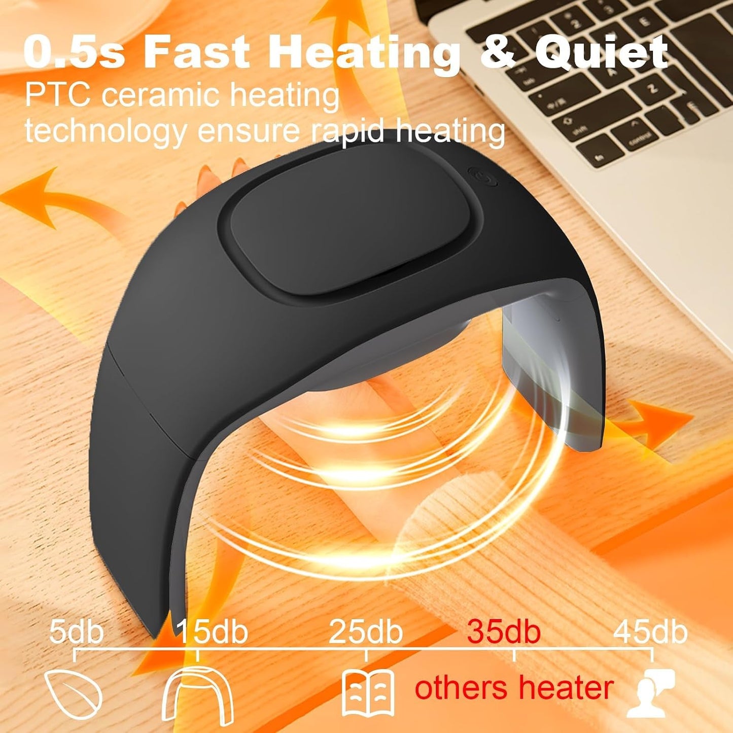 Space Heaters for Indoor Use,Desk Hand Warmer Ceramic Energy Efficient Heater with Thermostat,Personal Electric Desk Hand Heater,Heated Mouse Pad Hand Warmer for Office Women Men Gifts,Black