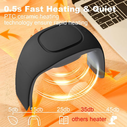 Space Heaters for Indoor Use,Desk Hand Warmer Ceramic Energy Efficient Heater with Thermostat,Personal Electric Desk Hand Heater,Heated Mouse Pad Hand Warmer for Office Women Men Gifts,Black