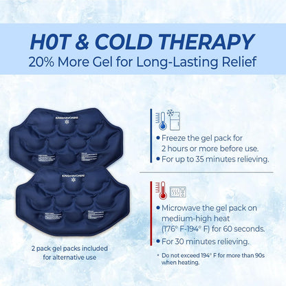 KingPavonini Extra Large Ice Pack for Back Pain Relief, 2 Gel Packs, Blue | 35-Min Long-Lasting & Instant Pain Relief, Leakproof Back Ice Pack, Extension Strap, Hot Cold Therapy, Skin-Safe Lycra Fabric