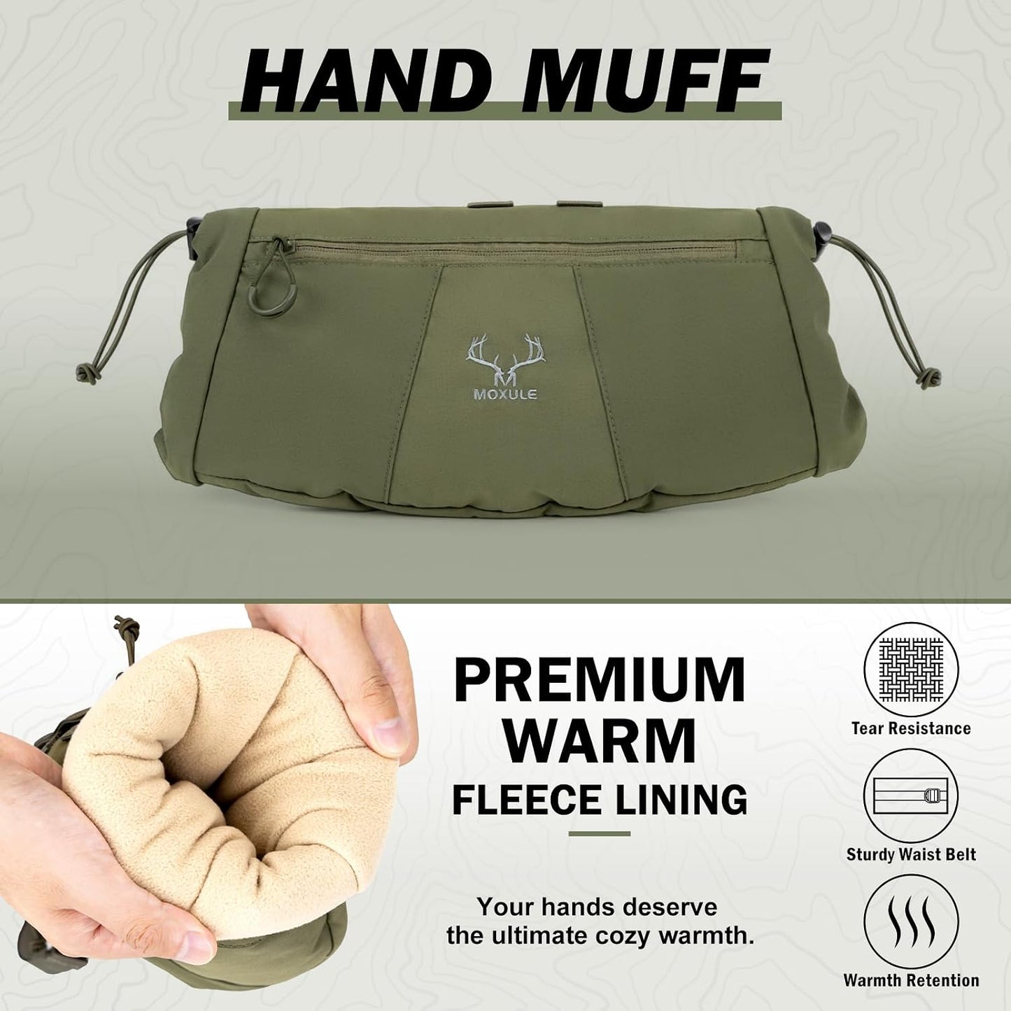 Hunting Hand Warmer Muff: Portable Fleece Waist Handwarmer Pouch Insulated Outdoor Gear Cold Weather for Camping, Hiking
