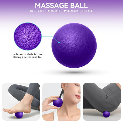 Krightlink 5-in-1 Foam Roller Set High Density Deep Tissue Muscle Massage | Muscle Recovery Kit Exercise Roller, Massage Ball, Resistance Band & Carry Bag for Physical Therapy & Pain Relief Black