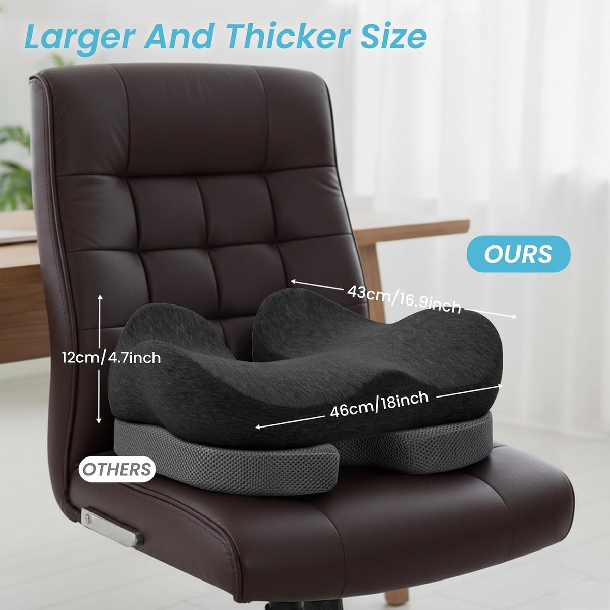 Seat Cushion,Ergonomic Chair Cushions for Sit Bone Tailbone Pain Relief,Sciatica & Back Support,Memory Foam Butt Pillow for Office,Car,Home,Gaming,Wheelchair