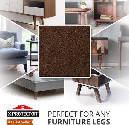 X-Protector Felt Furniture Pads - 20 PCS 6 x 1/2" - Premium Felt Strips | with Adhesive Backing - Rectangular Furniture Pads for Hardwood Floors - Cut Furniture Felt Pads to Size You Need! (Beige)