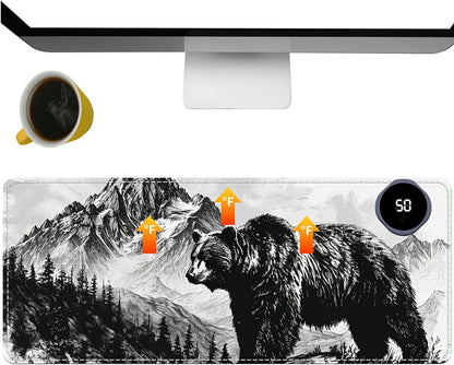 Heated Desk Pad Heated Large Mouse Pad, Electric Quickly Warm Desk Mat with 3 Levels Heating 3 Hours Auto Shut-Off, 31.5" x 13" Warm Gaming Mousepad Hand Foot Warmer, Baby Elephant