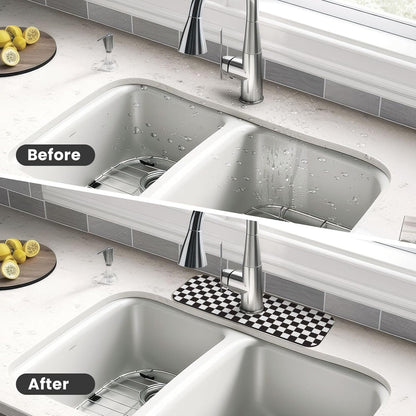 Wildflowers Floral Flower Kitchen Sink Splash Guard Faucet Mat Super Absorbent Fast Drying Mat Sink Gadgets-Fast Drying Pad Sink Mat For Kitchen Bathroom (15" X 5.5" )