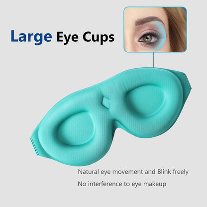 ALASKA BEAR Memory Foam Sleep Mask, Contoured Eye Cups for Women Men, Blue | Soft 3D Blackout Eye Mask for Sleeping, No Pressure on Eyelids and Eyelashes Protection, Earplugs Set
