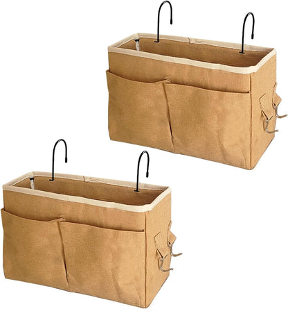 Bedside Caddy Bedside Hanging Storage Basket Multi-Function Organizer Caddy for Bunk and Hospital Beds Dorm Rooms Bed Rails, Can be Placed Glasses Books Mobile Phones（Navy Blue）