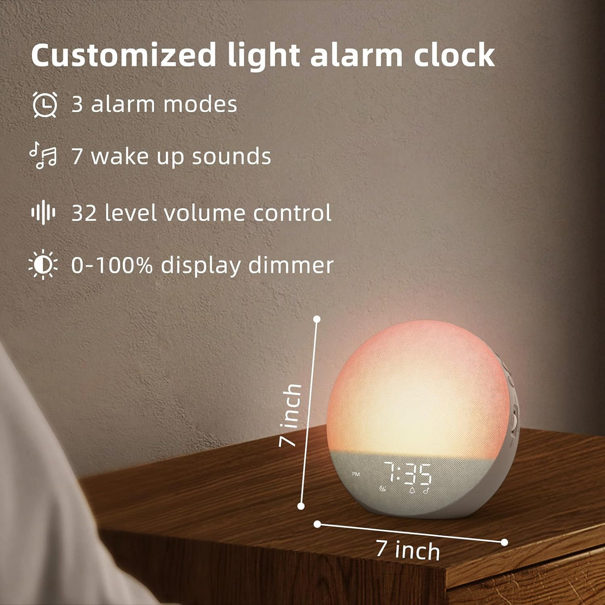 Odokee Sunrise Alarm Clock White Noise Machine: Natural Wake Up Light