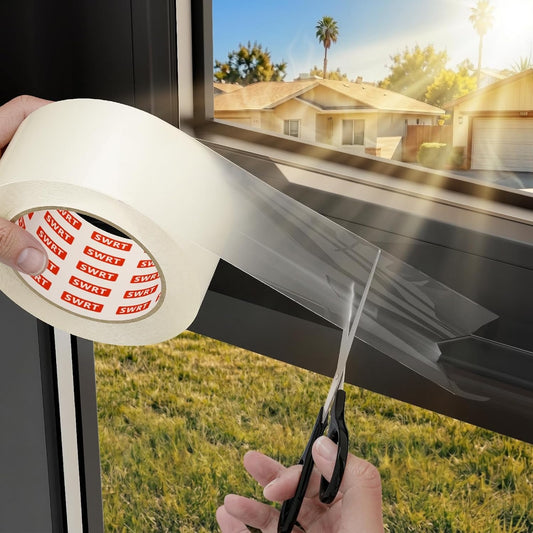 SWRT 2" x30YD 8Mil Window Sealing Tape No Residue | 8 mil thick, heavy duty, transparent, Window seal kit for summer heat, Window insulation in summer, Sealling window AC units,