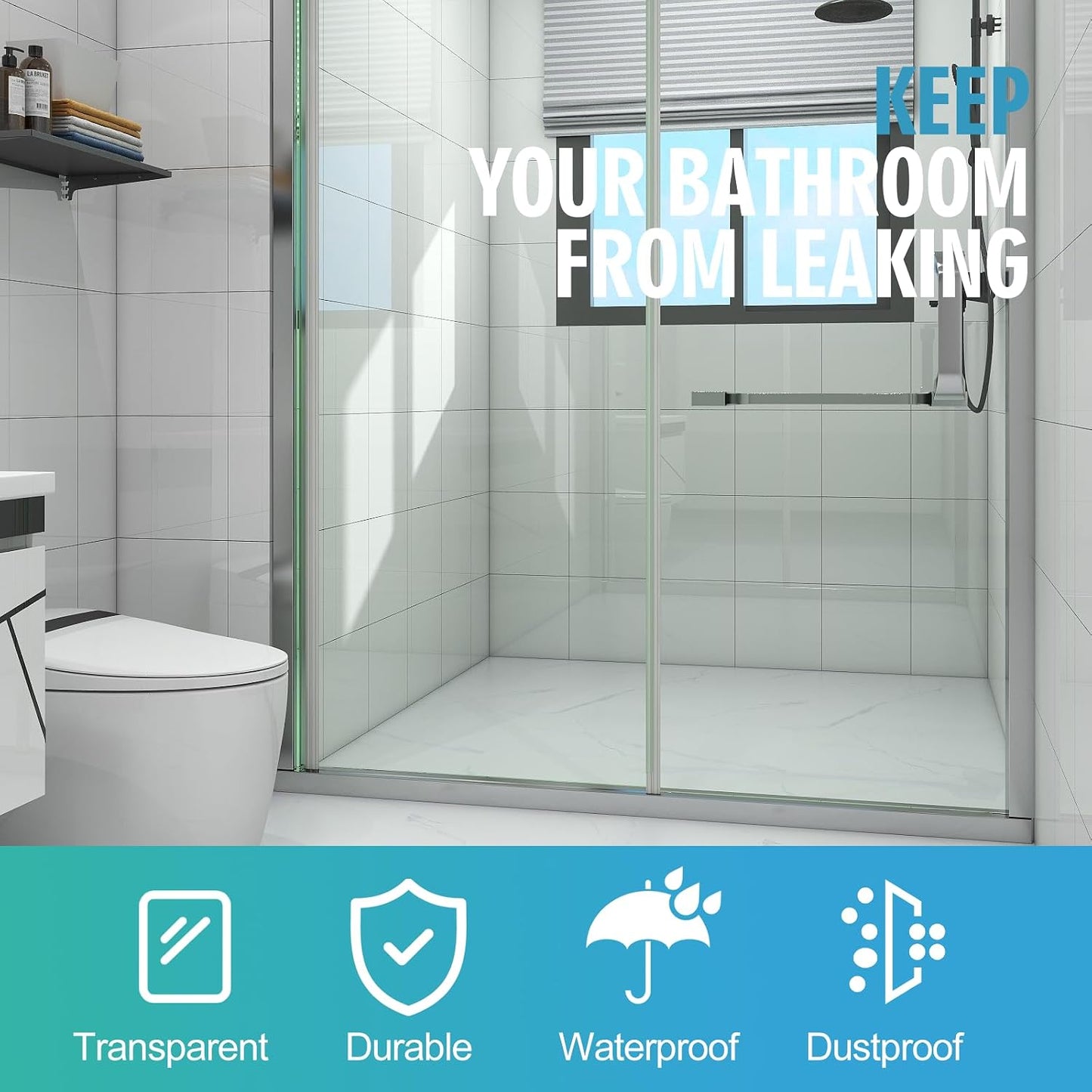Frameless Shower Door Bottom Seal Shower Sweep with Drip Rail for 1/4" Glass,36" Long, Vinyl, Clear | Vinyl, Clear,Shower Door Bottom Sweep